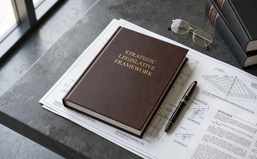 Strategic Legislative Framework and unbranded advisory tools representing Florida property protection.
